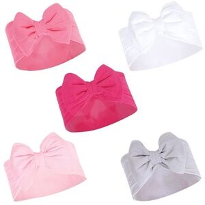 Hudson Baby Girls Headbands 5 Pack Spring Summer Easter Pink Grey White 0-24M